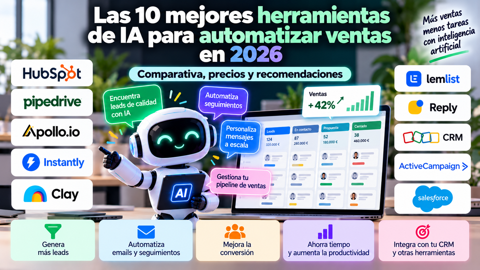 Las 10 mejores herramientas de IA para automatizar ventas en 2026: comparativa, precios y recomendaciones