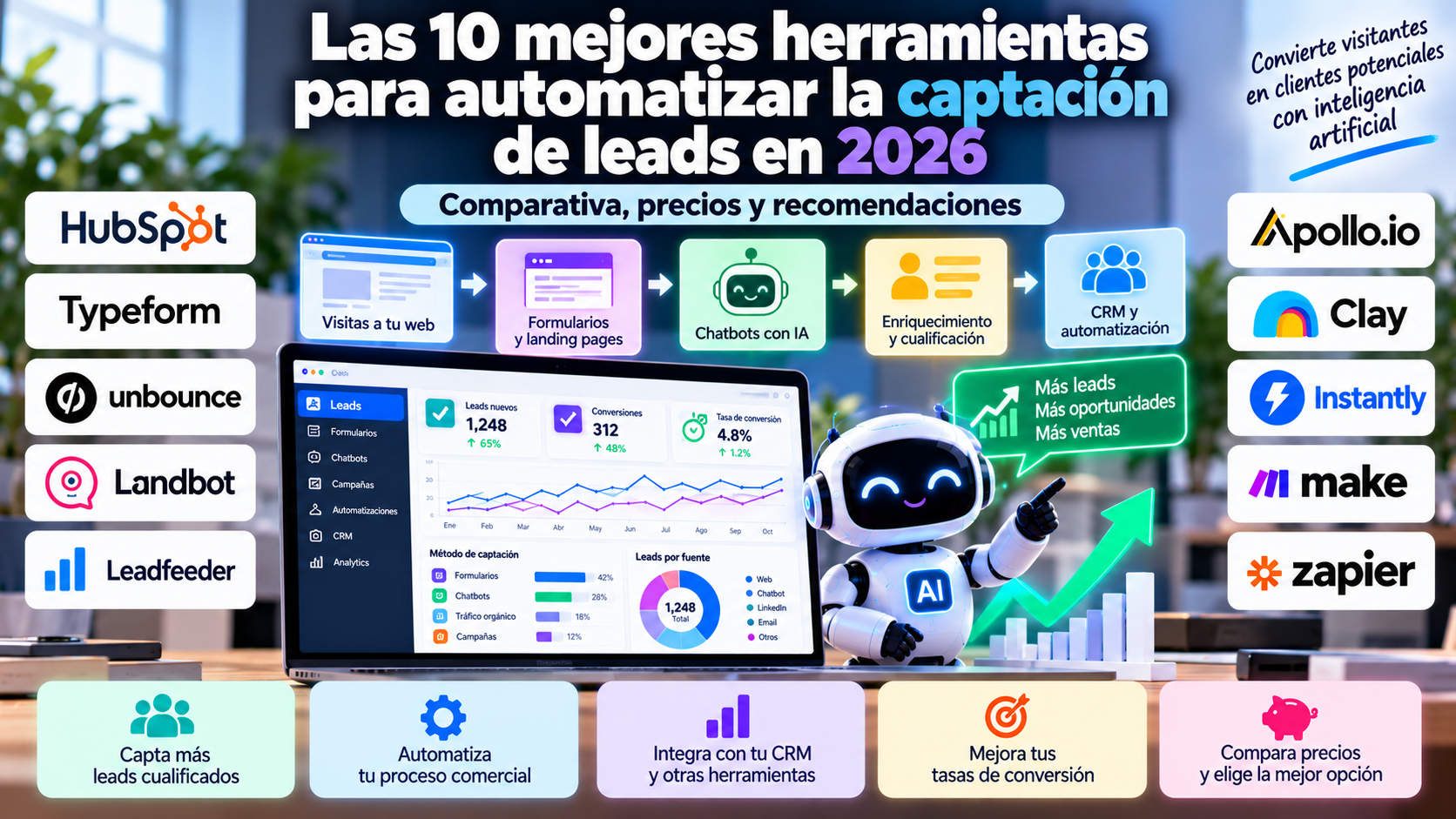 Las 10 mejores herramientas para automatizar la captación de leads en 2026: comparativa, precios y recomendaciones